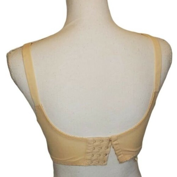 Vintage 60s Bra Beige Original Full Coverage 32D Pinup Bullet Bra Floral - Picture 4 of 9
